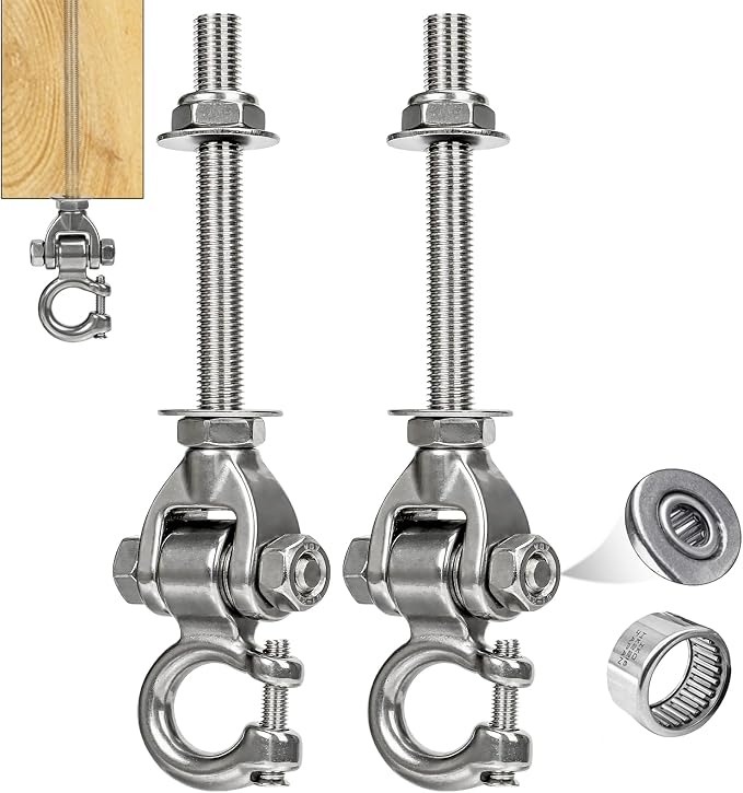 Heavy Duty Swing Hanger with 180°Rotation 1500LB | 2-Pack Stainless steel Bearing Silent Capacity for Sandbag Yoga Swing Hammock Chair