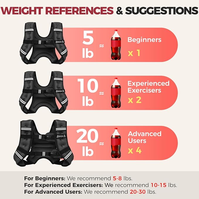 BAGAIL Comfort-Fit Weighted Vest for Woman, Even Weight Distribution, Faster Weight Loss, No-Chafe or Bounce for Walking & Running with Detachable Phone Pouch & Reflective Stripes (Available 5-30lbs)