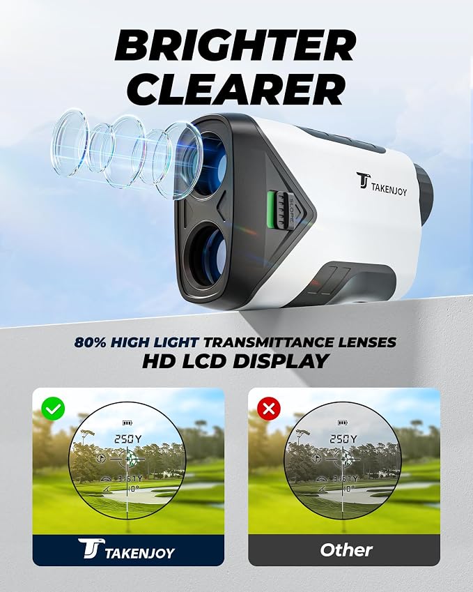 Golf Rangefinder with Slope, 7X Magnification Golf Range Finder, 1200 Yards Range Finder Golf, Magnetic Laser Rangefinder with IP54 Waterproof, Rechargeable and Flag Pole Locking Vibration