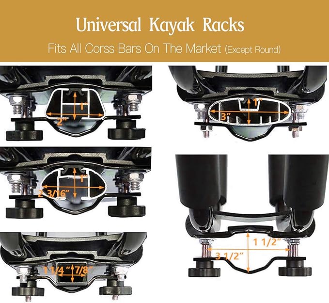 Taelakeni 2 Pairs Kayak Carrier Racks, Universal Cars Kayak Roof Rack (4 Racks)
