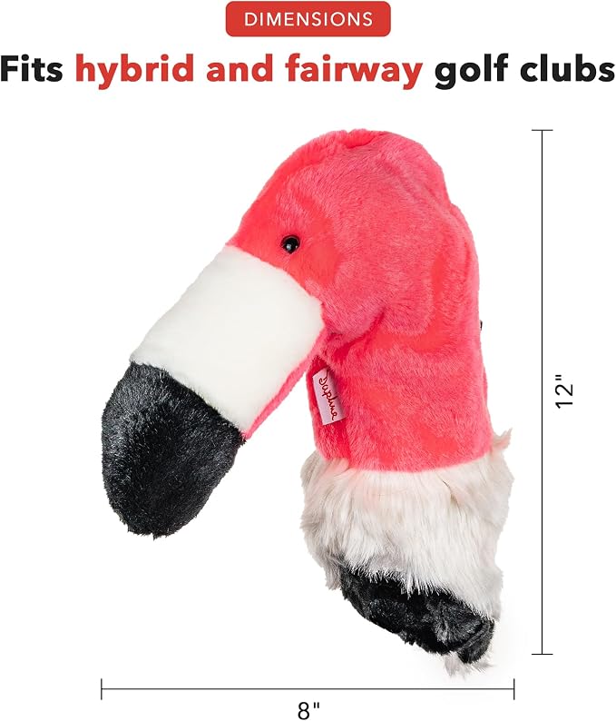 Daphne's Headcovers Flamingo Hybrid Headcover | Premium Hybrid and Fairway Wood Headcovers | Funny Golf Club Covers | Stylish Protection for Club | Men's Golf Gear | Hybrid Headcover for Men and Women