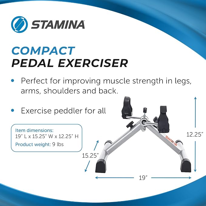 Stamina InStride Cycle XL - Folding Cycle Pedal Exerciser - Fitness Bike with Smart Workout App for Seated Exercise - Foldable Exercise Bike for Home Workout | fitness bike with Smart Workout App for Seated Exercise; Foldable Exercise Bike for home wor...
