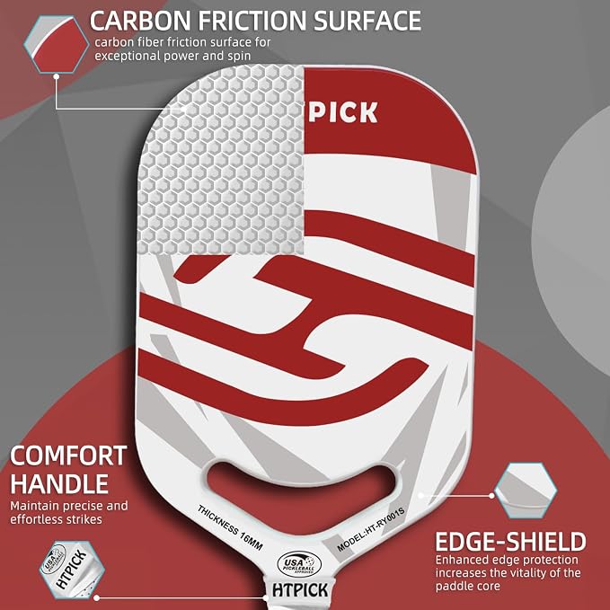 Pickleball Paddles | T700 Carbon Fiber Pickleball Paddle with Aero Throat | Hot-Press Moulding | 16mm Polymer Core | Specifically Engineered for Swing Speed and Manoeuvrability