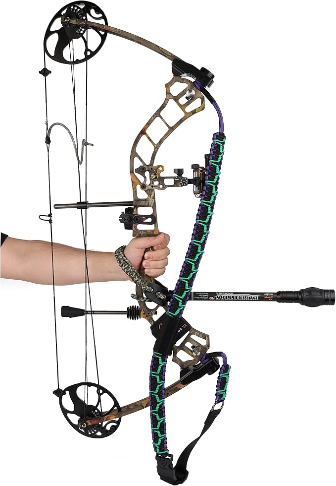 SUNYA Paracord Compound Bow Sling with V2 Upgraded Magnetic Connection System. Lightweight Hands Free Shoulder Carrying Sling for Bow Hunting, Field Archery and 3D