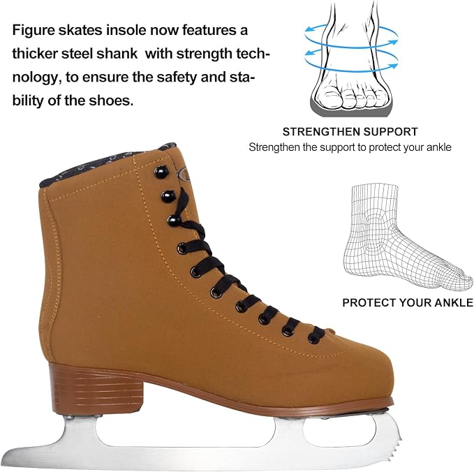 Nattork Figure Skates for Boys and Girls Excellence Stainless Steel Blades Ice Figure Skating with Enhanced Support Strength Performance and Ultimate Comfort