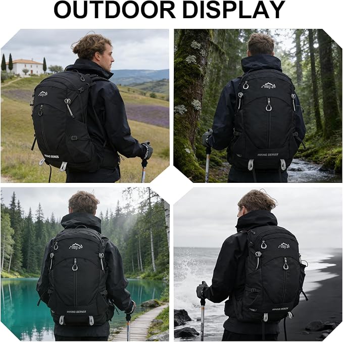 IX INOXTO Hiking Backpack, Camping Backpack, 30L Waterproof Hiking Daypack with 3L Water Bladder and Rain Cover (black)
