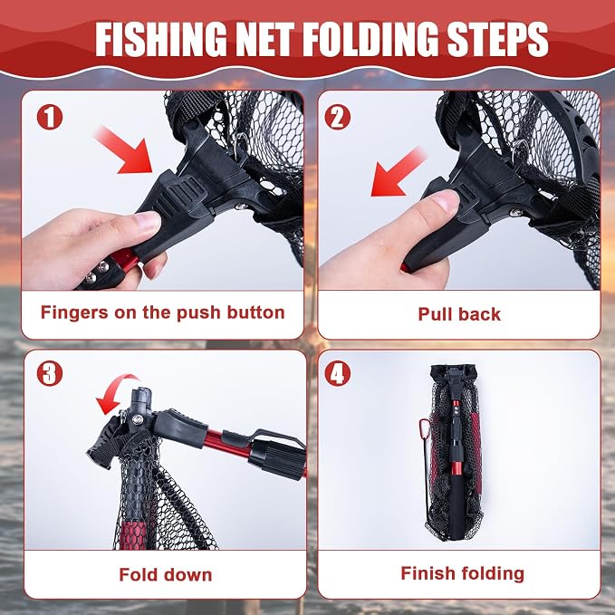 Goture Floating Fishing Net with Assist Handle, Aluminum Alloy Fixed or Telescoping Pole Handle, PVC Coated Nylon Mesh, Foldable Fish Landing Net, Carry Bag for Kayak, Fly, Bass, Trout Fishing