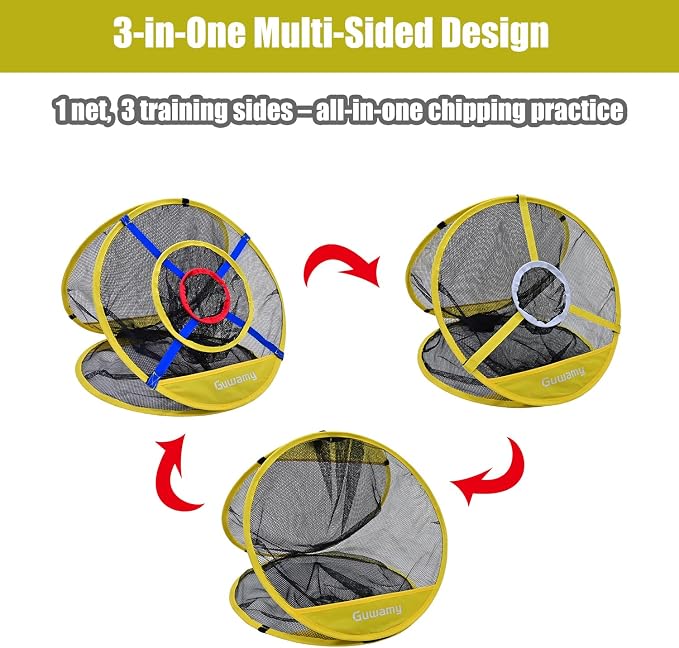 Pop Up 3-in-1 Golf Chipping Net – Circular Design for Relaxed Training, 3 Modes for Precision & Distance, Ideal Indoor/Outdoor Practice Kit, Golfer Gift