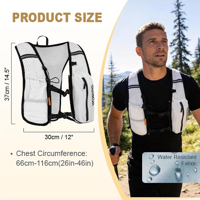 Running Vest for Women Men Adjustable Running Hydration Vest with Phone Holder Reflective Strips for Marathon Hiking Cycling