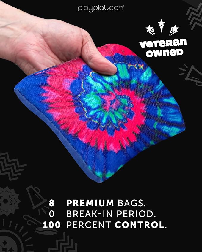 Play Platoon Pro Cornhole Bags Set of 8 - Professional Dual Sided Slick and Sticky Side Competition Corn Hole Bags - Tournament Series