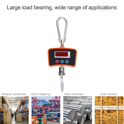 Electronic Hook Scale, 1000KG Heavy Duty Industrial Crane Scale Rechargeable Digital Hanging Scale with Backlit LCD Display Smart Weighing Crane Hook Scale for Farm, Construction, Warehouse(#2)
