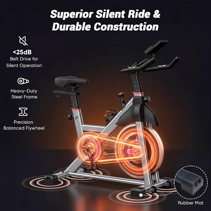 OLIXIS Exercise Bike with APP Control, Brake Pad Stationary Bikes with Quiet Magnetic Resistance, Indoor Cycling Spin Workout Bike with 300.0 lbs Weight Capacity,Orange/Red/Blue