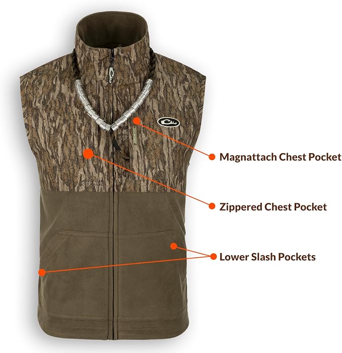 Drake Waterfowl Men's MST Eqwader Waterproof Windproof Hunting Vest | Breathable Moisture-Wicking Material, Fleece Lining, Taped Seams, Zippered Pockets