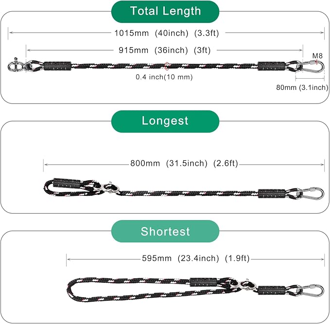 SELEWARE Heavy Duty Tree Swing Ropes, Adjustable Hammock Tree Straps Hanging Kit with Locking Carabiners, 3FT Tree Swing Straps for Outdoor Swings Hammock Playground Set Accessories (Black, 2 Pack)