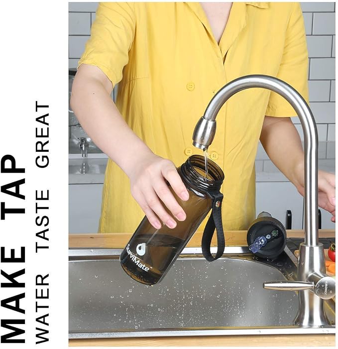 SurviMate Black and Blue Filtered Water Bottles