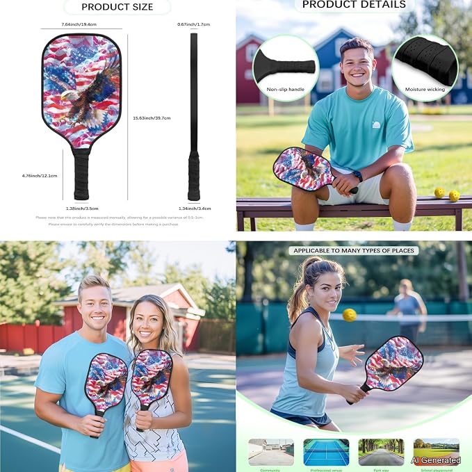Pickleball Paddles Set 3PCS Pickleball Paddle Case Pickleball Racket Pickleball Bag Ideal for Beginners Gifts