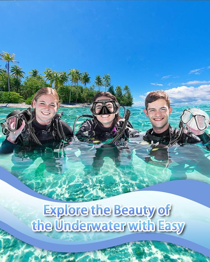Snorkeling Gear for Adults, Adult Snorkel Set with Panoramic Anti-Leak and Anti-Fog Tempered Glass Snorkel Mask, Dry Top Snorkel, Snorkle Mask Set Adult with Mesh Bag Ear Plug for Snorkeling