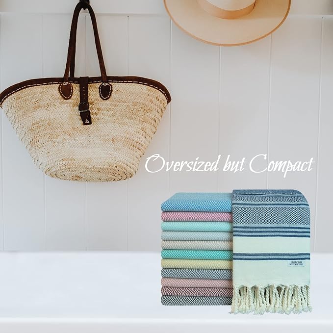 Your Choice Turkish Beach Towel (71x41) - 100% Cotton Turkish Towel, Sand Free Quick Dry Oversized, Lightweight Compact Travel Towel - Color Navy
