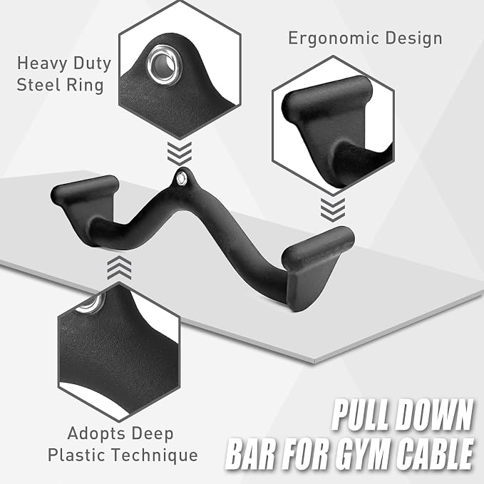 BLUSLM Lat Pull Down Bar T bar Row Attachment, V Bar Tricep Lat Pulldown Attachments, Back Strength Training Bar for Home Gym Exercise Cable Machine Attachments