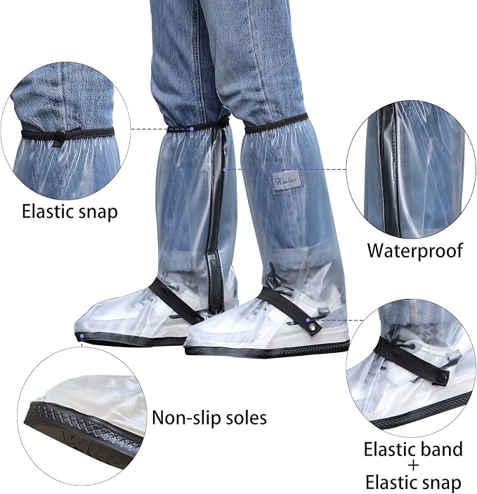 Waterproof Rain Boot Shoe Cover with Reflector Reusable & Foldable