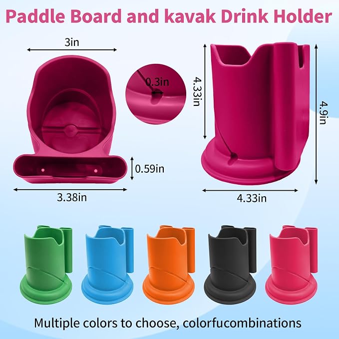 Premium 2-in-1 Paddle Board Cup Holder, Non-Slip Kayak Drink and Phone Holder with Secure Lock System, Universal Cup Holder for SUP, Boat, Surfboard, Canoes, Paddleboard Accessories (Pink)