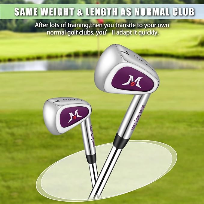 MAZEL Mini Driver/Iron Golf Clubs Swing Trainer Aid to Improve Your Hitting Accuracy & Speed