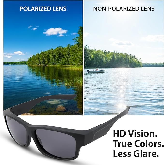 BLUE CUT Fit Over Polarized Sunglasses Driving Clip-on Over Glasses, Solar Shield Sunglasses Over Prescription Glasses