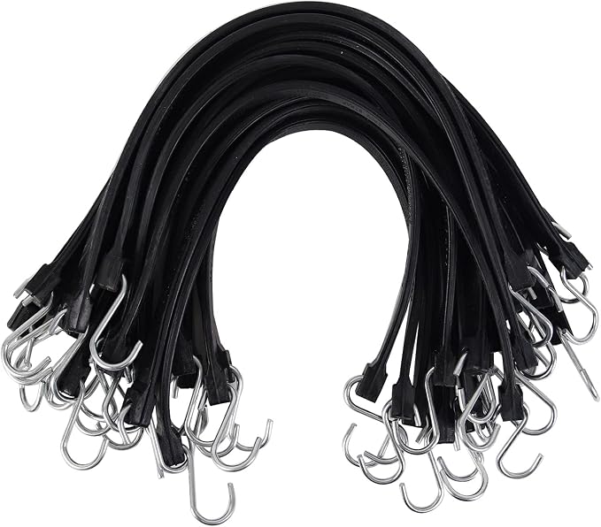 XSTRAP STANDARD 20 Pack 21'' Adjustable Rubber Tarp Straps, EPDM Bungee Cords with Hooks, Ideal for Securing Tarps, Canvases, Flatbed Trailers
