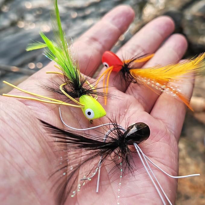 Fly Fishing Flies Assortment Kit Dry Wet Nyphms Tenkara Popper Streamer Woolly Bugger for Trout Bass Salmon Steelhead with Fly Box
