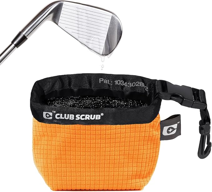 Club Scrub Golf Club and Golf Ball Cleaning Bag, Waterproof Clean Face Technology Liner, Detachable Clip, Machine Washable, Cleans Club Grooves, Dry Exterior (Neoprene or Microfiber Option Available)