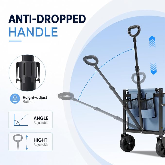 Sekey Collapsible Wagon Cart with Drop-Down Tailgate, 300 lb Capacity
