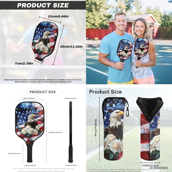 Pickleball Paddles Set 3PCS Pickleball Paddle Case Pickleball Racket Pickleball Bag Ideal for Beginners Gifts