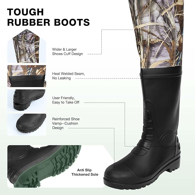 Lekesky Fly Fishing Chest Waders with Boots for Men Women, US Sizes 5–14,2-Ply Nylon/Pvc Waterproof Waders