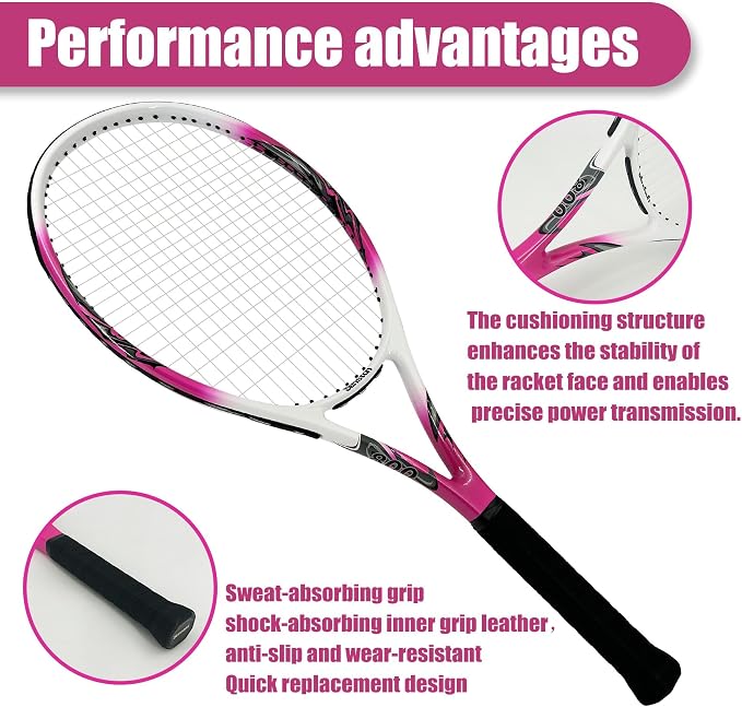 Senston Tennis Rackets for Adults 27 inch Tennis Racquets - 2 Player Tennis Racket Set with 3balls,2 Grips, 2 Vibration Dampers