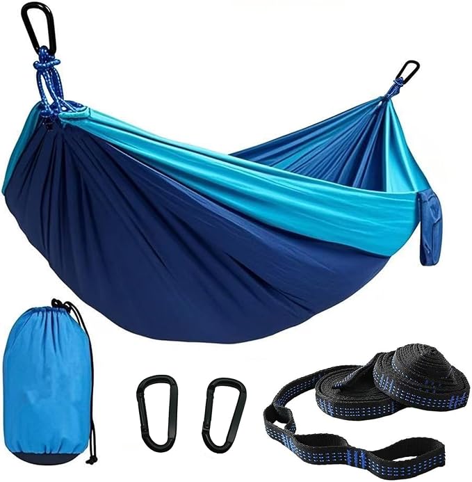 Camping Hammocks, Double & Single Hammock with Tree Straps,Portable Lightweight Parachute Nylon Camping Gear for Outside Hiking Beach Backpack Survival Travel- Up to 400lbs