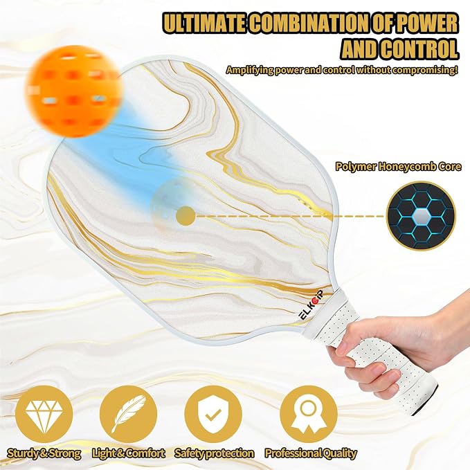 Composite Pickleball Paddle with Cover for Women, Graphite Carbon Fiber Polypropylene Honeycomb Core Pickleball Racquet Gift for Mother Wife Grandmother Girlfriend