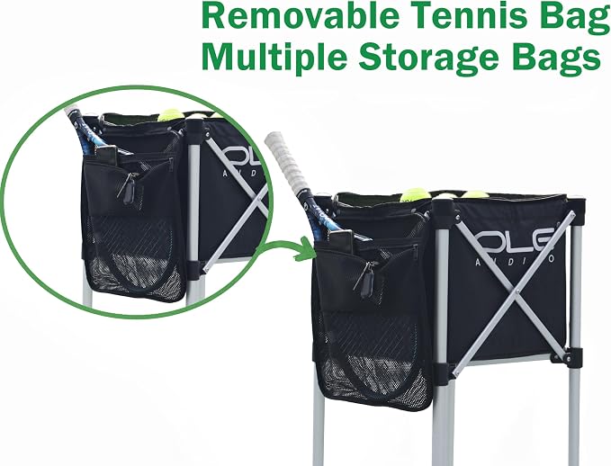Tennis Ball Hopper Ball Cart, Can Hold 165 Balls Tennis Basket, Foldable and Disassembled Comes Pickleball Hopper with Storage Bag,Suitable for Tennis/Pickleball/Baseball/Softball