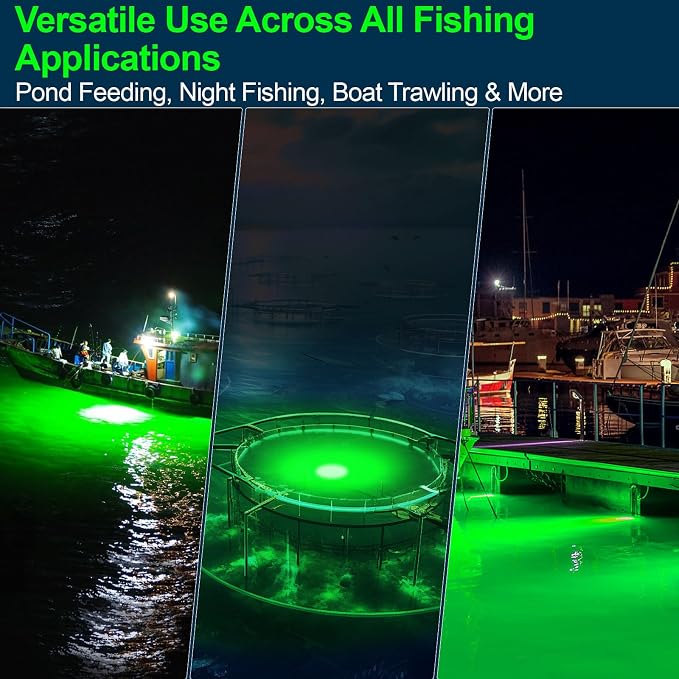 LED Underwater Fishing Light Compatible with for DeWalt 20V Battery（Battery Not Included）, 6000 Lumens, IP68 Waterproof Submersible Green Fish Attractor Light for Night/Ice/Boat Fishing