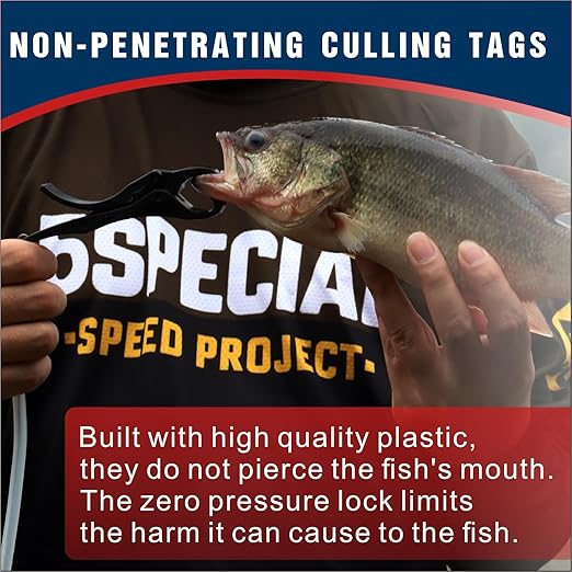 Cull Tags for Bass Fishing, Fish Culling System with 6 Color-Coded Tags and Buoy Keeper, No Puncture Style Tournament Bass Fishing Accessories Fishing Gear for Tournament Angler