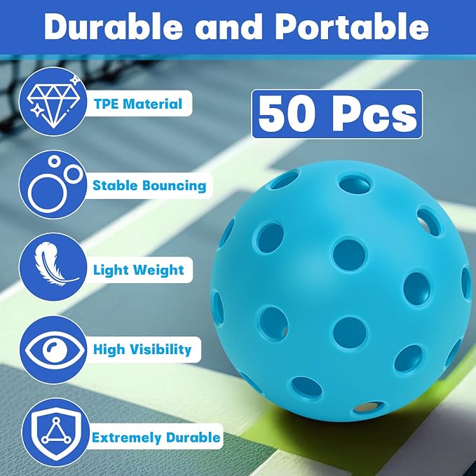 SAYAYA 24/50 Pack Outdoor Pickleball Balls Premium High Visibility Pickleballs Stable Flight & Consistent Bounce 40 Holes Pickle Balls with Mesh Bag for Beginners, Tournaments, Family & Outdoor Play