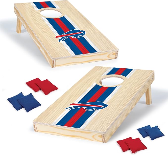 NFL Football Portable Size 1' x 2' Solid Wood Cornhole Set with Direct Print HD Team Graphics – Travel Size