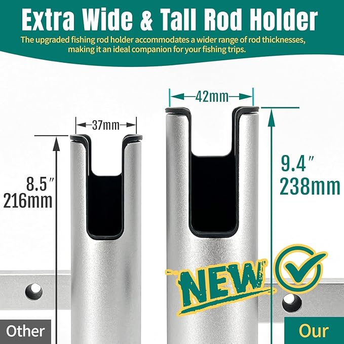 Aluminum Fishing Boat Rod Holder, 3/4 Link Tube Rod Rack, Marine Grade Aluminum Rod Mount for Boats & Yachts, Silver