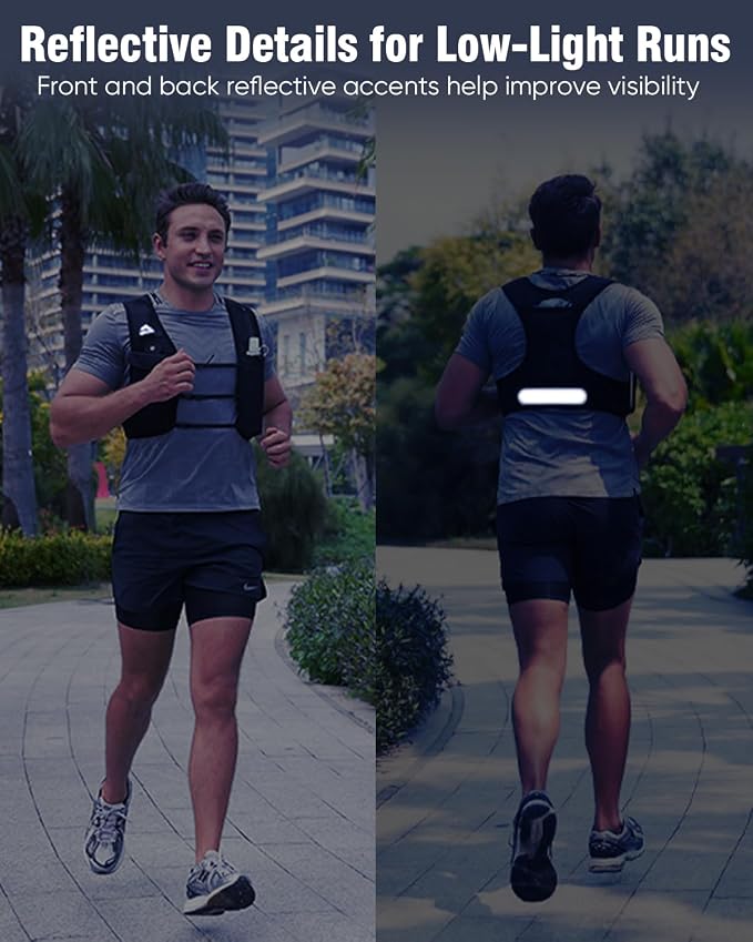 Zelvot Running Vest for Women Men, Adjustable Running Phone Holder Vest, USA Original Patent, Running Hydration Vest with 500ml Soft Flask, Reflective Running Backpack for Hiking Cycling