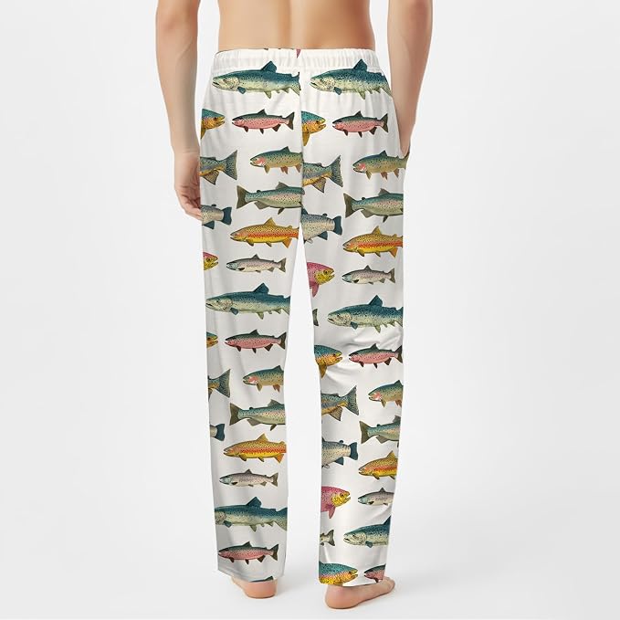 GNEW Fish Pajama Pants – Funny Fishing Lover Sleepwear, Cozy Unisex Lounge Pants Gift for Men Women