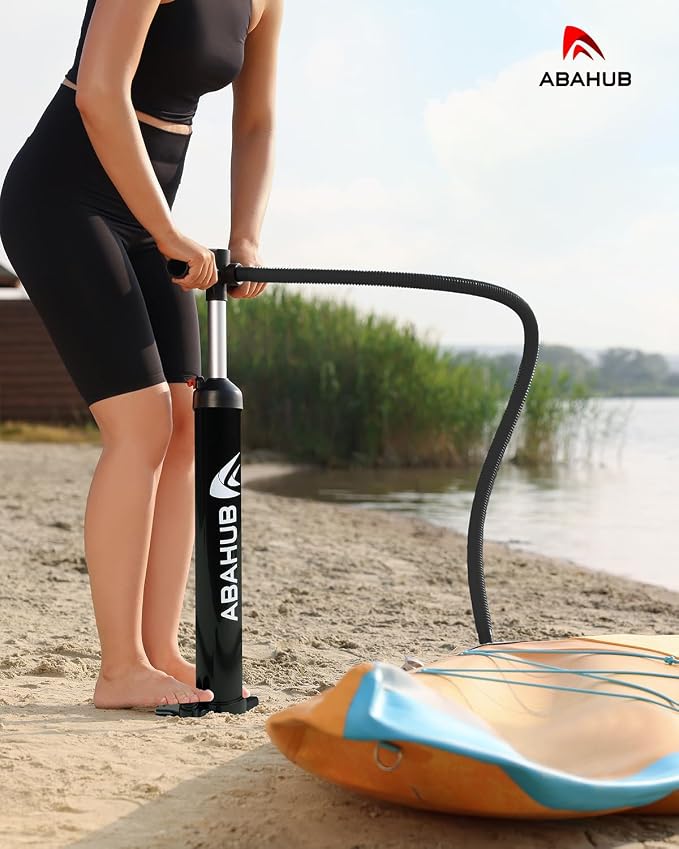 Abahub SURF Hand Pump for Inflating Stand Up Paddleboards，Inflatable Paddle Boards， or Kayaks - Dual Action High Pressure Pump with Gauge
