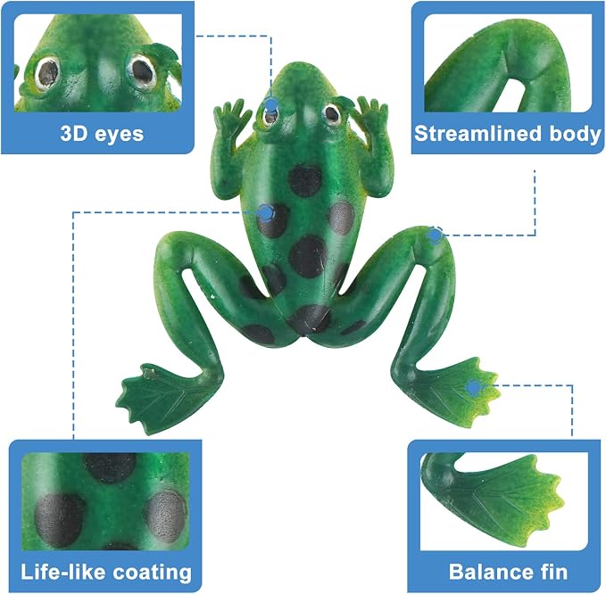 Pure Vie Fishing Topwater Lures Kits Mixed Universal Artificial Soft Baits Tackle Including Crankbaits, Spinnerbaits, Plastic Worms, Frogs, Hooks, Tackle Box - Freshwater Saltwater Fishing Equipment