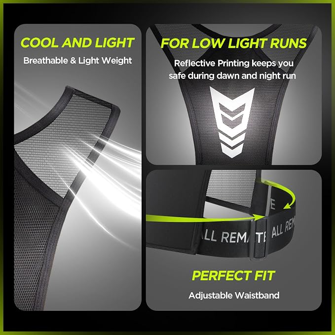 Lightweight Slim Pullover Running Vest with 5 pockets – Simple, Seamless Fit, Breathable Reflective Jogging Gear