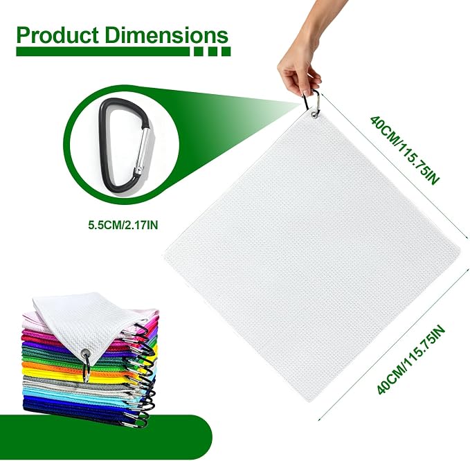 YOUKE OLA 60 Pack Golf Towels(16" X 16") with Carabiner Clip, Microfiber Waffle Pattern Towels for Golf Bags, Club, Yoga, Fitness (Colorful)