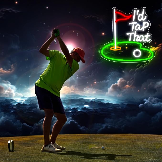 I 'd Tap That Neon Sign for Wall Decor Golf Led Neon Light for Man Cave | Dimmable Neon,Golfer Birthday Gifts,Led 5V USB Powered,Party,Office,Bedroom,Sport Bar Decor,Course Gym Wall Art,12.9*12.9in