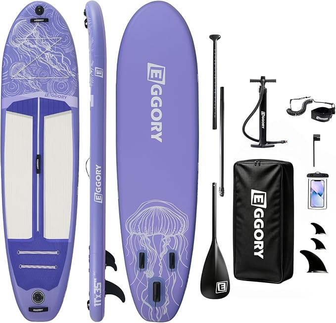 Inflatable Paddle Board,Stand Up Paddle Board Set, Extra Wide SUP Board with Removable Fin, Floating Paddle, Hand Pump, Waterproof Phone Pouch,Traveling Board